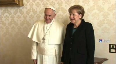 El Papa y la canciller Merkel coincidieron en la b�squeda de una salida pac�fica a la crisis en Ucrania