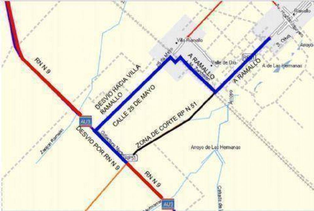 Suspenden desv�os en Ruta 51 entre Ruta 9 y Ramallo