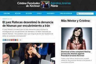 Cristina public� en su sitio el fallo de Rafecas en espa�ol y en ingl�s