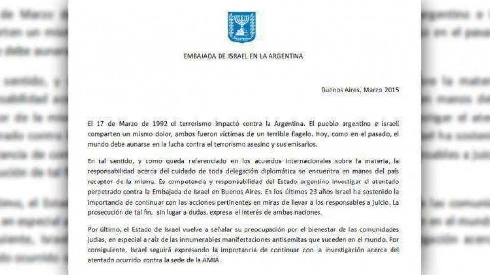 Israel le respondi� al Gobierno: 