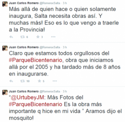 Pol�mica en la redes sociales entre Urtubey y Romero por el Parque del Bicentenario