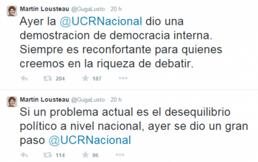 Lousteau apoy� la decisi�n radical