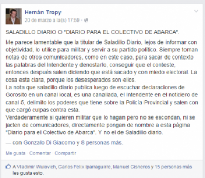 Ex concejales y actual Funcionario Municipal SALEN EN DEFENSA DE GOROSITO