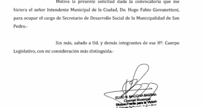 Ingres� el pedido de licencia de Nicol�s Macchia