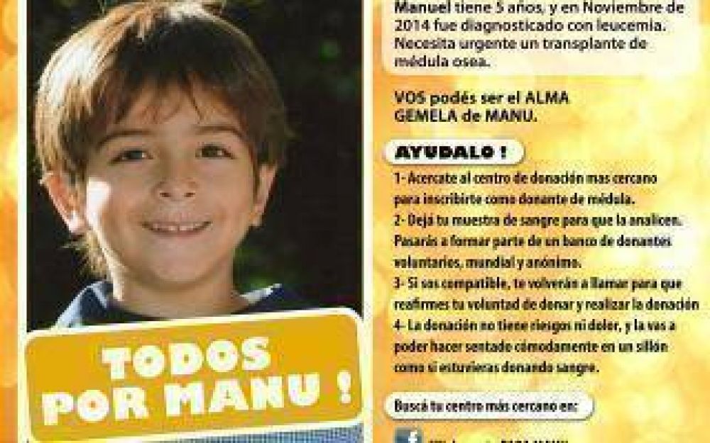 Campa�a para encontrar donante de m�dula para Manu