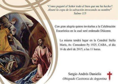 Obispado Castrense: Invitación a ordenación diaconal