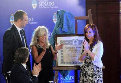 Cristina homenaje� a Cristian Fuster, el neurocirujano que la oper�, en un acto en el Senado