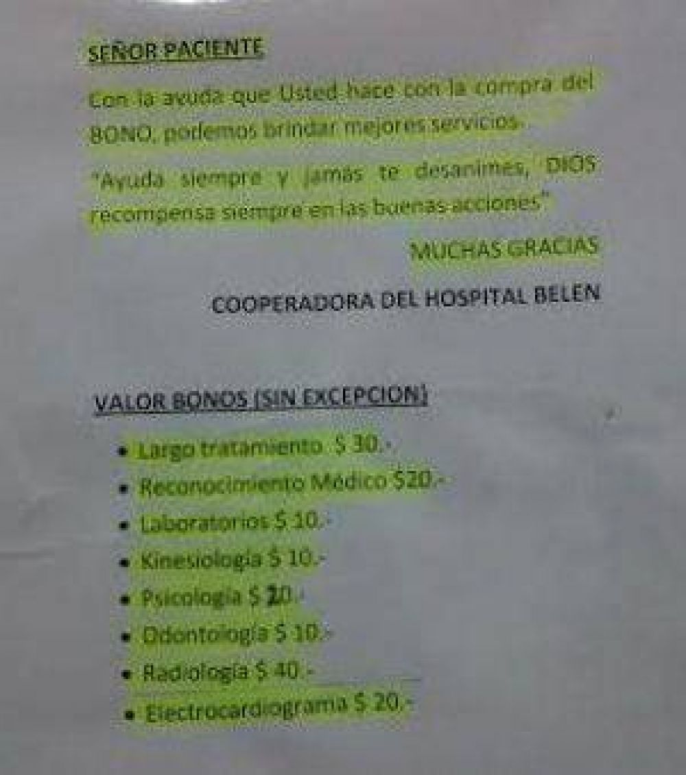 Indignaci�n en Bel�n: el hospital cobra 