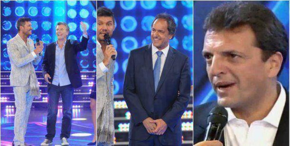 Tinelli junt a los presidenciables: Scioli, Macri y Massa con sus esposas y sus imitadores