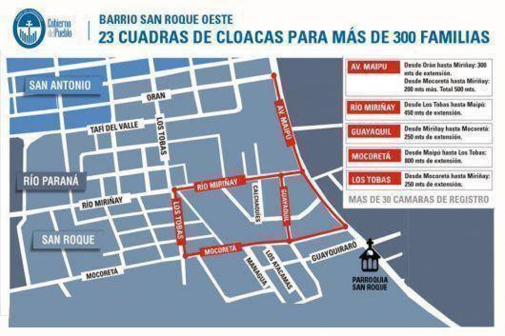 B� San Roque Oeste: La Municipalidad construye 23 cuadras de redes cloacales para beneficiar a m�s de 300 familias