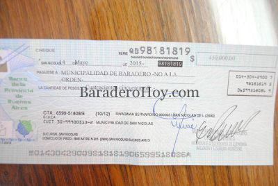 Baradero recibi� $ 450.000.- por coparticipaci�n de Conindelta.  