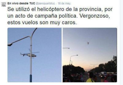 Adem�s de prestarle el avi�n sanitario a Scioli, Alperovich volvi� a destinar el helic�ptero policial para la campa�a 