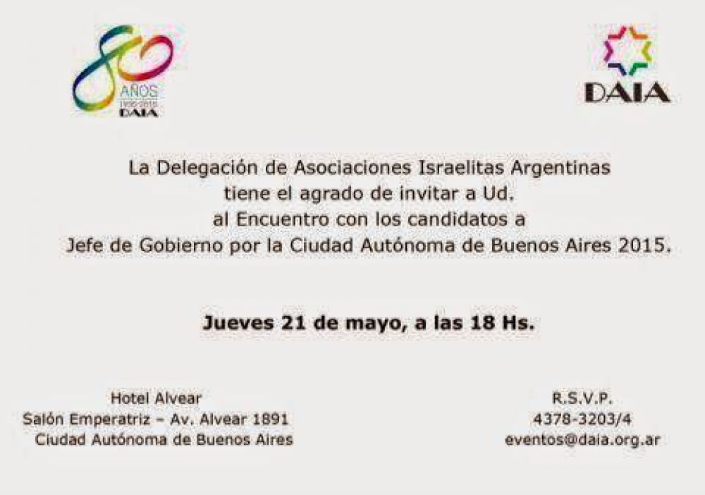 La DAIA se reunir con los candidatos a Jefe de Gobierno por la Ciudad Autnoma de Buenos Aires