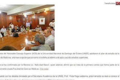 Confirmaron a los docentes de la Facultad de Medicina de la Unse