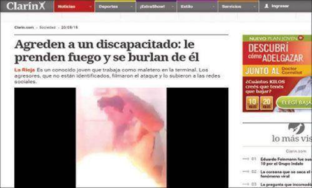 La agresi�n a discapacitado se hizo eco en medios nacionales