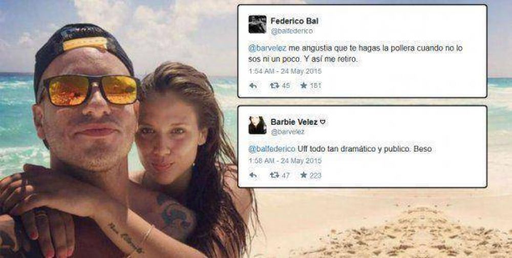Show de reproches y enojos entre Barbie V�lez y Fede Bal porque ella sali� sola