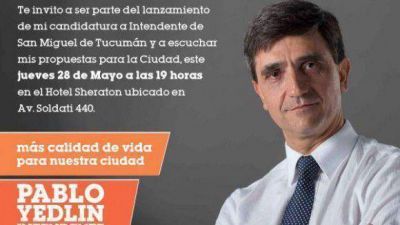 Pablo Yedlin lanza su candidatura a Intendente de Capital este jueves