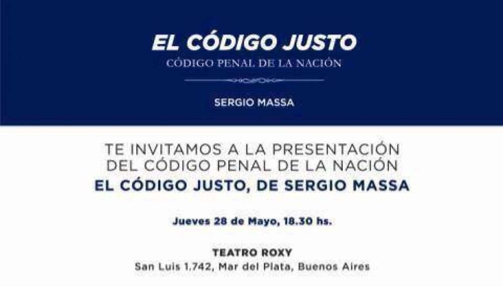 Sergio Massa presentar este jueves en Mar del Plata El Cdigo Justo
