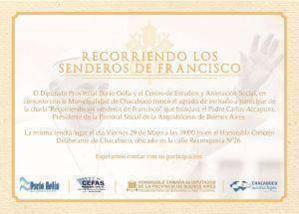 El P. Carlos Accaputo dará una charla en Chacabuco