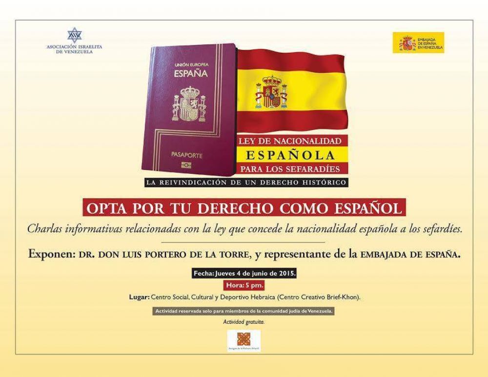 Venezuela realizar una charla informativa sobre la Ley de nacionalidad espaola a los sefardes