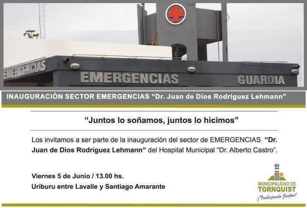 La inauguraci�n del sector de emergencias del Hospital Municipal ser� a las 13