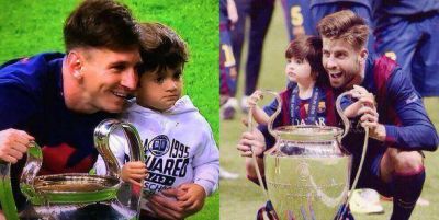 Las fotos del festejo de Lionel Messi junto a Thiago y Gerard Piqu� con Mil�n