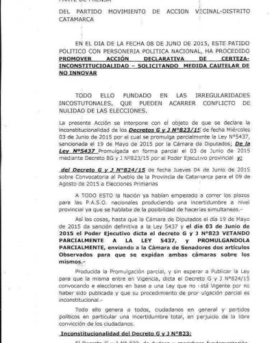 Judicializan el debate por las Primarias en la provincia