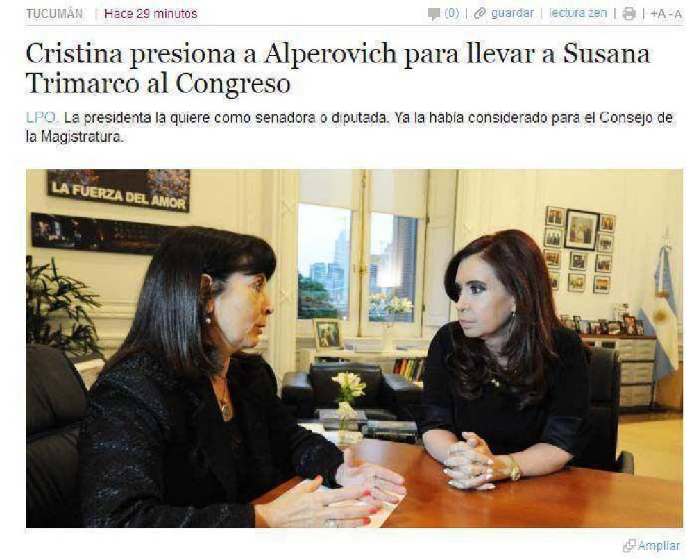 Cristina quiere a Susana Trimarco en el lugar de Betty como senadora nacional: ir�a junto a Alperovich en las PASO 