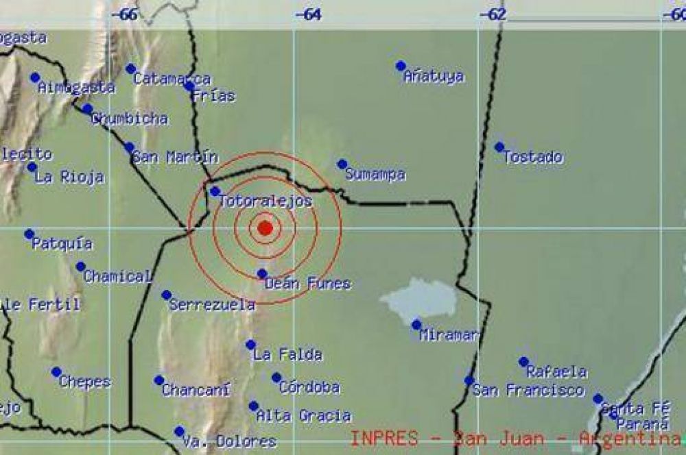 Un sismo sacudi� el norte de C�rdoba sin provocar heridos ni da�os colaterales