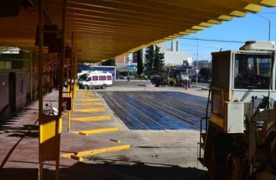 Trabajos de repavimentaci�n en la terminal de Santa Rosa