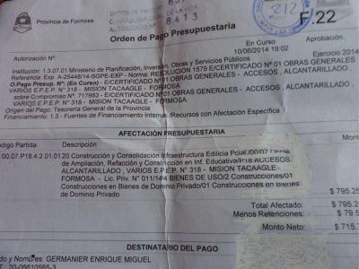 Si la empresa de Luis Vivas cobr� casi 800 mil pesos por el alcantarillado de acceso a una escuela. Adivinen cuanto cobr� por la Escuela?