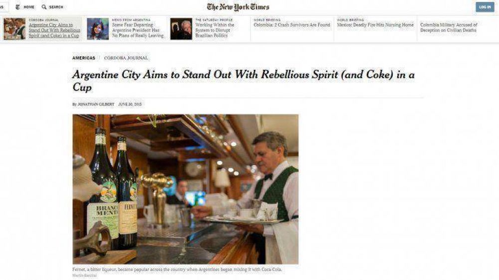 La pasi�n cordobesa por el fernet con Coca, en la mira del New York Times