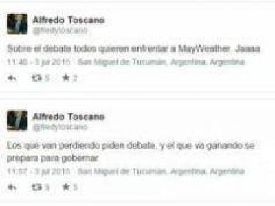 Toscano compar� a Alfaro con Mayweather y asegur� que no fue al debate porque 