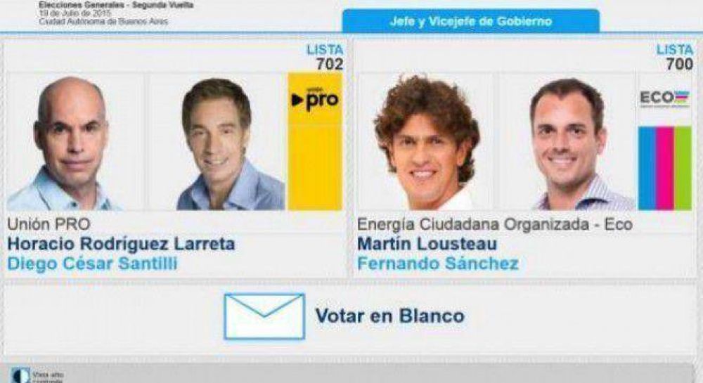 Tras una pelea entre el PRO y ECO, el voto en blanco ocupar� el 20% de la pantalla