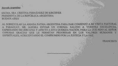 Telegrama del Papa a la Presidente: pidi� mayor compromiso con la justicia y la paz
