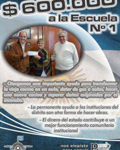 El municipio de Pehuaj� destina 600 mil pesos a la Escuela n�mero 1