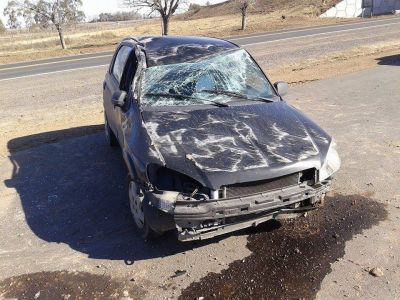 Un veh�culo perdi� el control y volc� en la Ruta 7