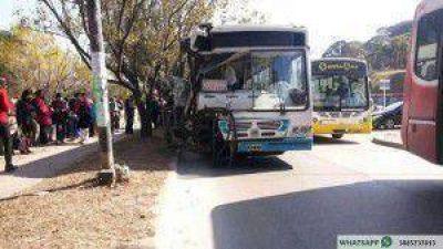 Conductora de un colectivo urbano perdi� el control del veh�culo e impact� contra un poste de luz