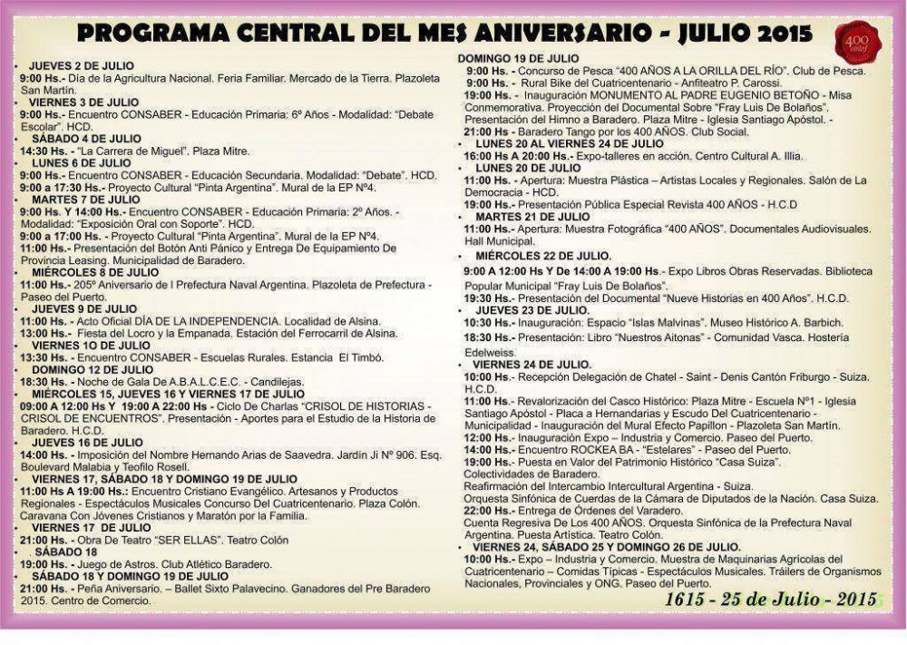 Programa de festejos del Cuatricentenario