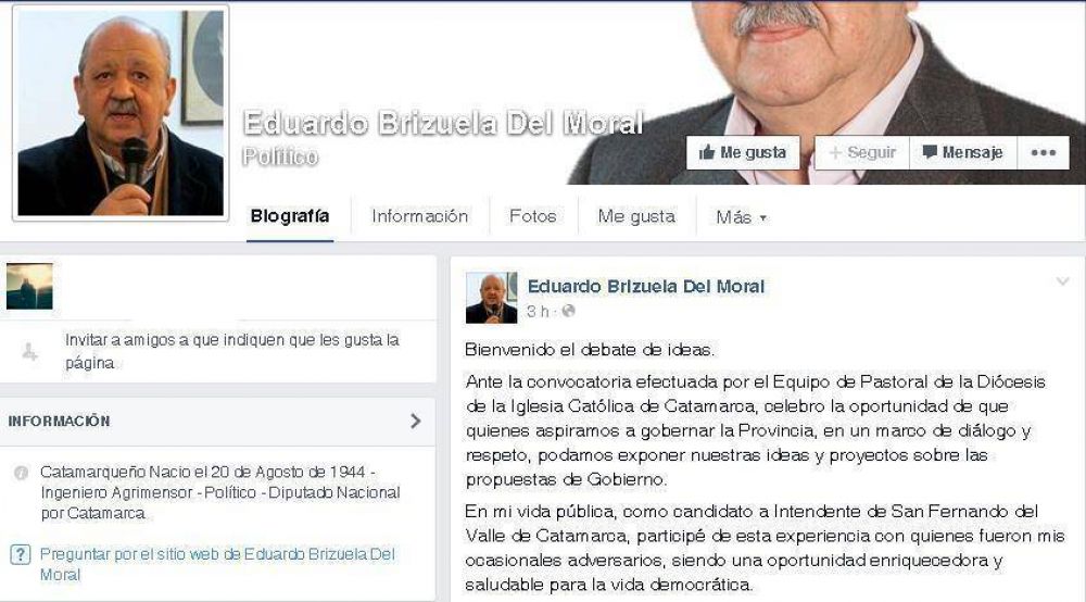 El ex gobernador Brizuela del Moral acept� el debate propuesto por la Pastoral de la Iglesia Cat�lica de Catamarca