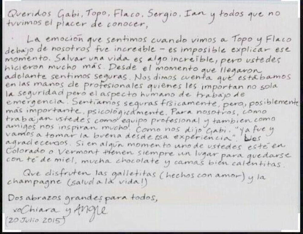 El emotivo mensaje de las turistas rescatadas tras dos d�as perdidas en la monta�a