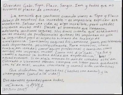 El emotivo mensaje de las turistas rescatadas tras dos d�as perdidas en la monta�a