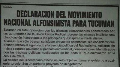 Radicales tucumanos contra el acuerdo Cano - Amaya