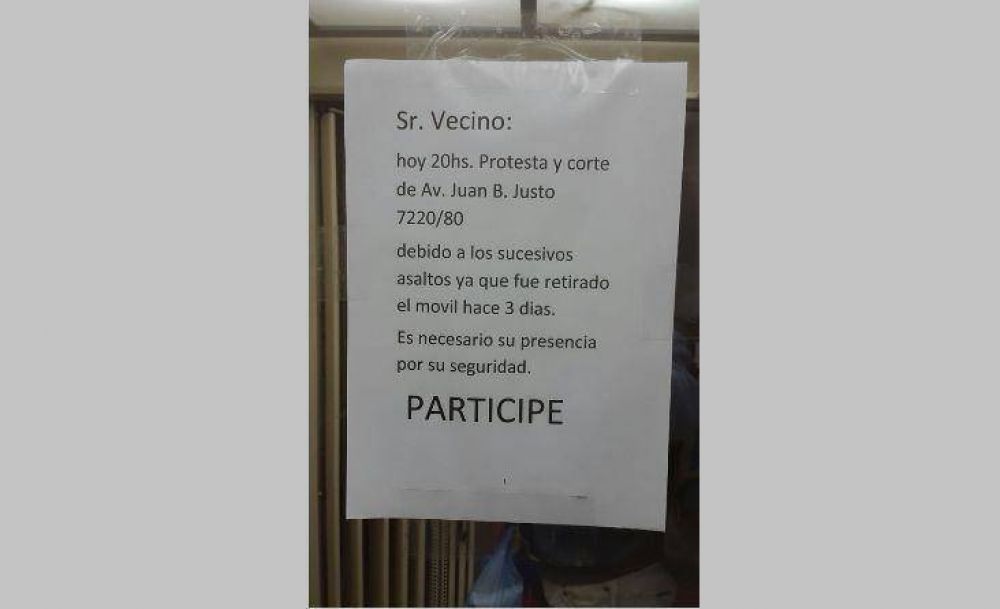Vecinos del Regional piden auxilio frente a la banda del 
