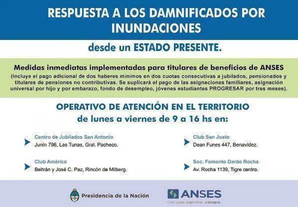 ANSES pondr� cuatro puntos de atenci�n por las inundaciones