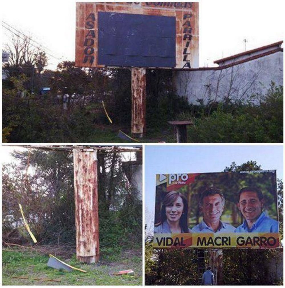 Bruera otra vez acude a la campa�a sucia: Destruyen carteles de Macri � Garro