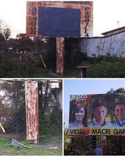 Bruera otra vez acude a la campa�a sucia: Destruyen carteles de Macri � Garro
