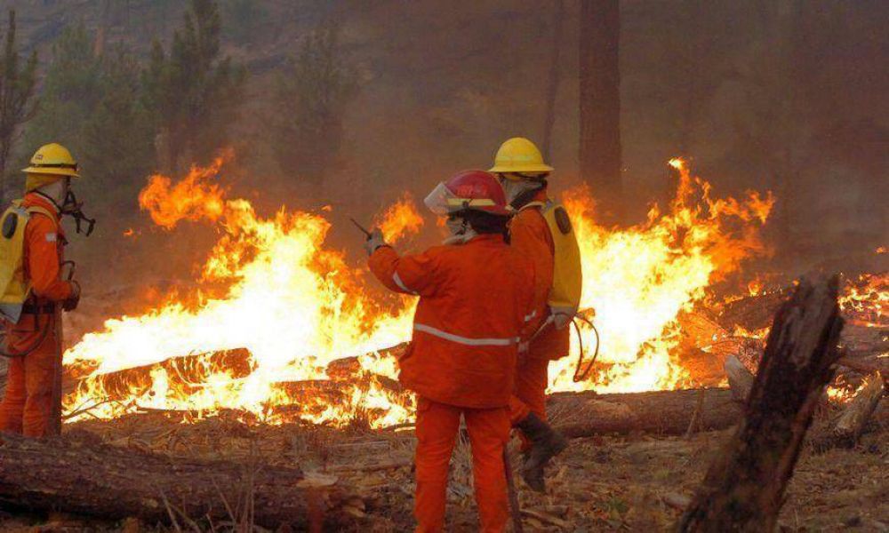 Siete dotaciones de bomberos combatan ayer un incendio en el valle de Traslasierra