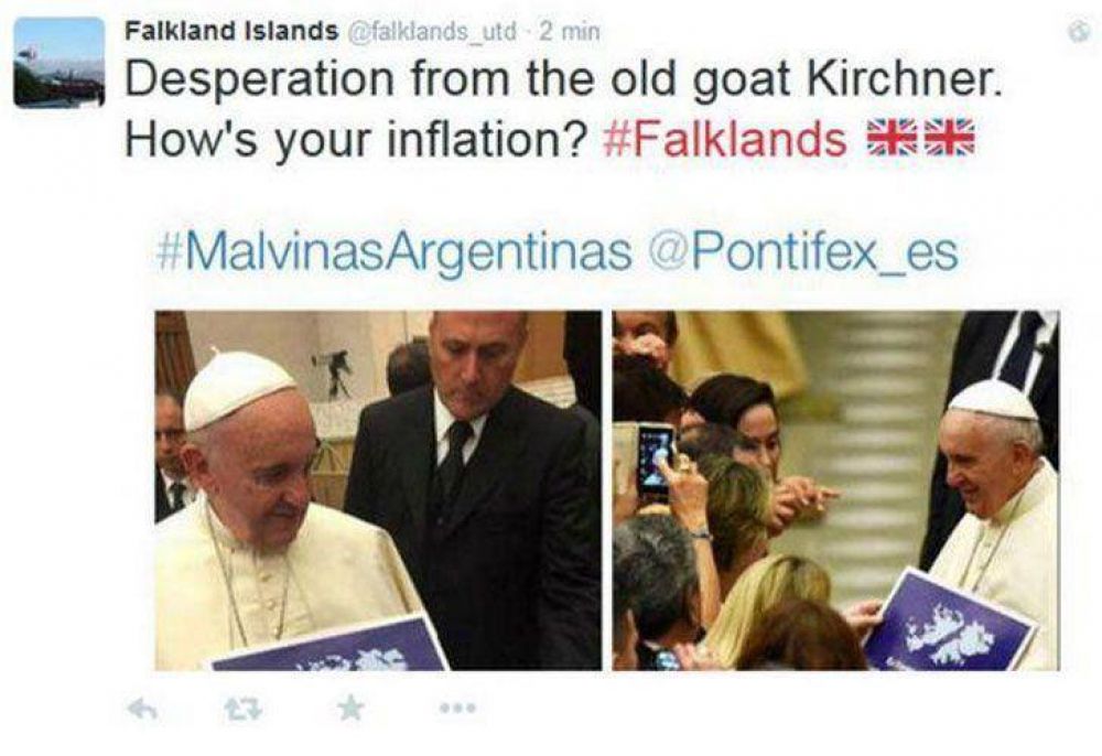 Malvinas | La reaccin de los kelpers ante la foto del Papa: Esperando una disculpa de @Pontifex