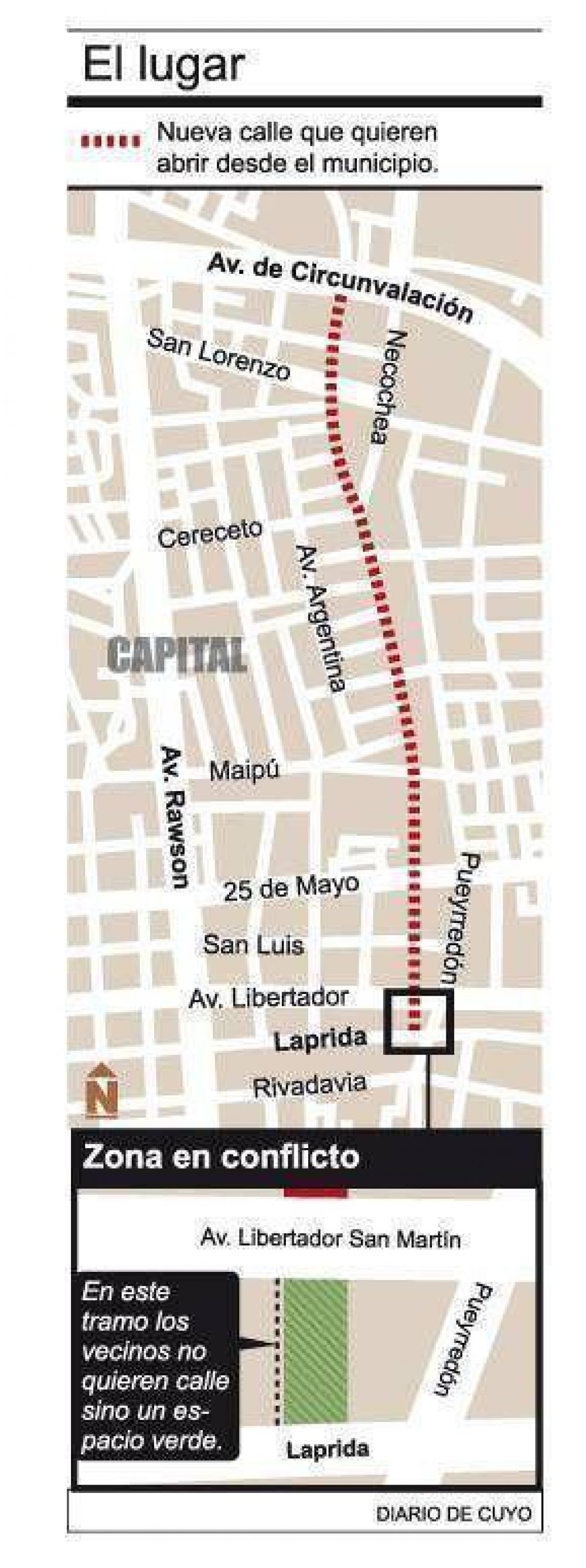 El municipio quiere hacer una calle, pero los vecinos piden una plazoleta